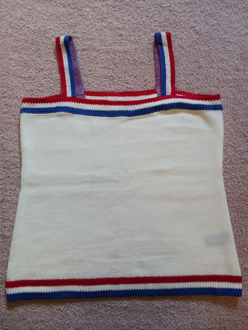 Womens Knit Tanktop - red, white & blue detail